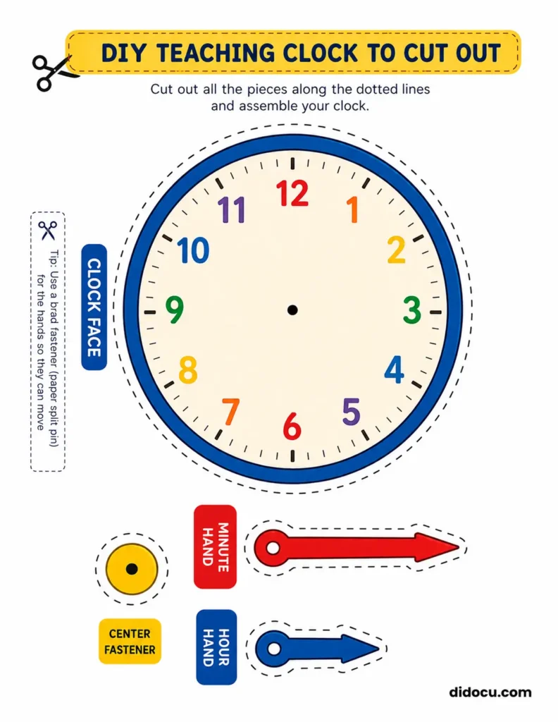 Interactive Clock for Kids: Full-Color Design and Ready to Assemble